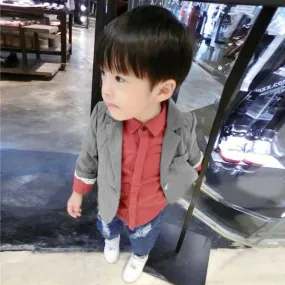 Gentleman Boys Toddlers Cotton Jacket Suit Solid Blazer Kids Jackets Coat Fall Overcoat SM6