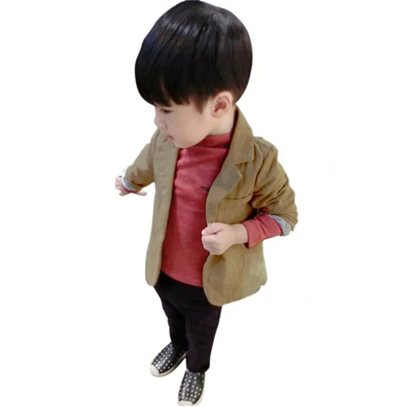 Gentleman Boys Toddlers Cotton Jacket Suit Solid Blazer Kids Jackets Coat Fall Overcoat SM6