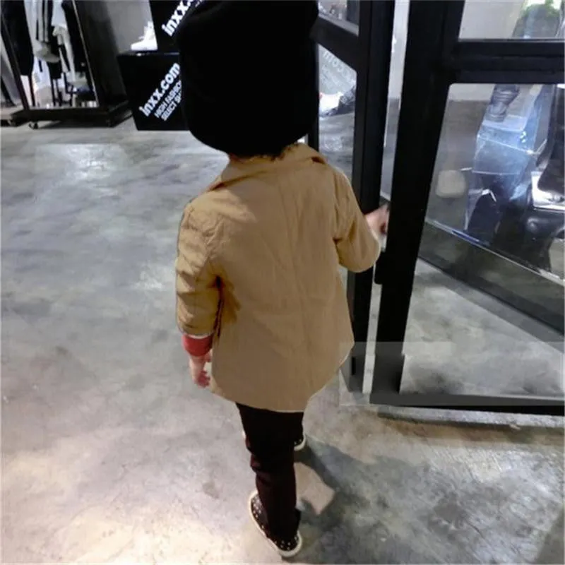 Gentleman Boys Toddlers Cotton Jacket Suit Solid Blazer Kids Jackets Coat Fall Overcoat SM6