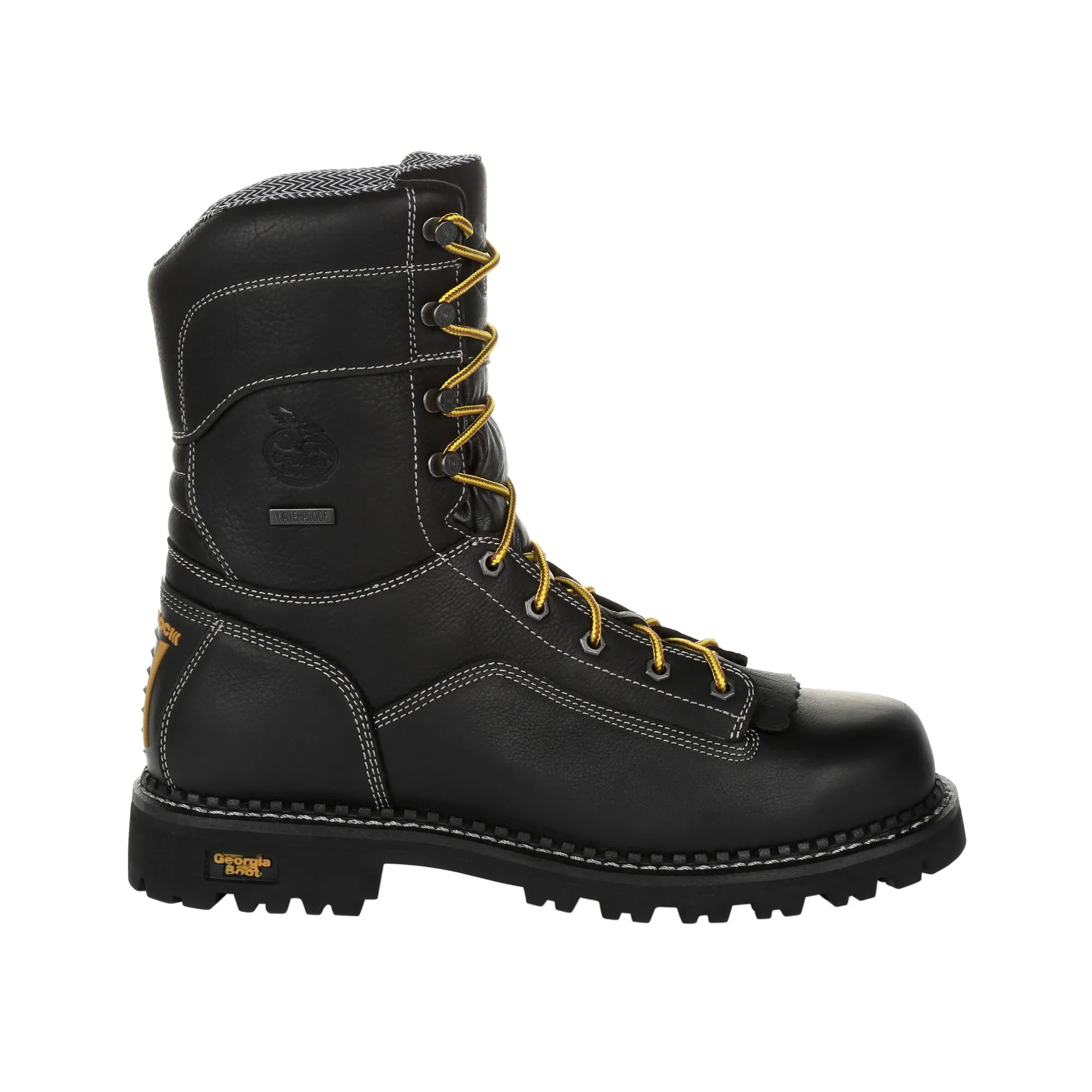 Georgia Mens Black Leather Logger CT WP Work Boots