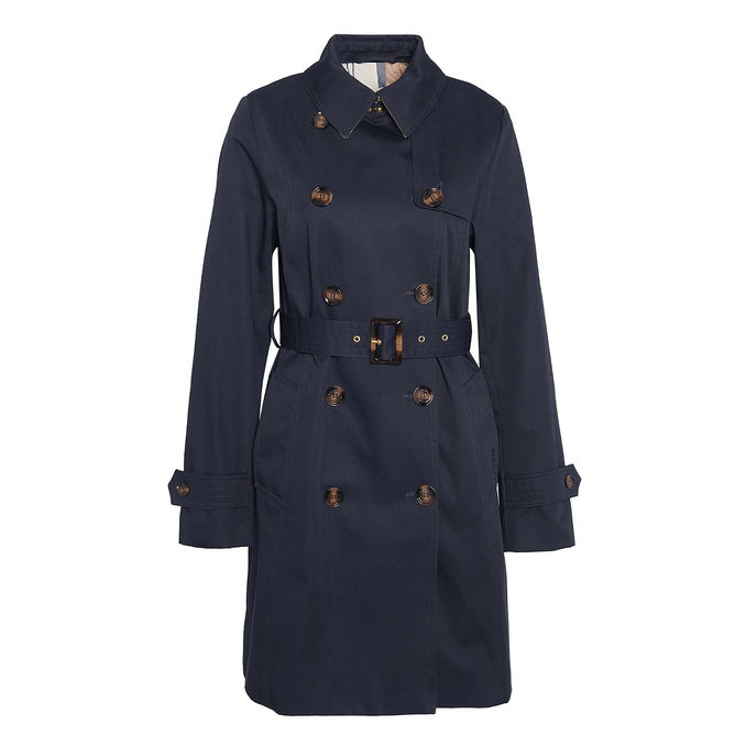 GRETA TRENCH Woman Navy Primrose Hessain