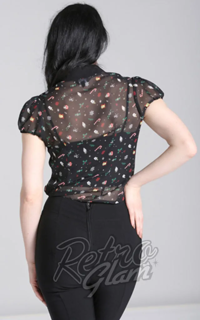 Hell Bunny Natalie Holiday Print Blouse