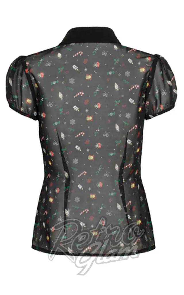 Hell Bunny Natalie Holiday Print Blouse