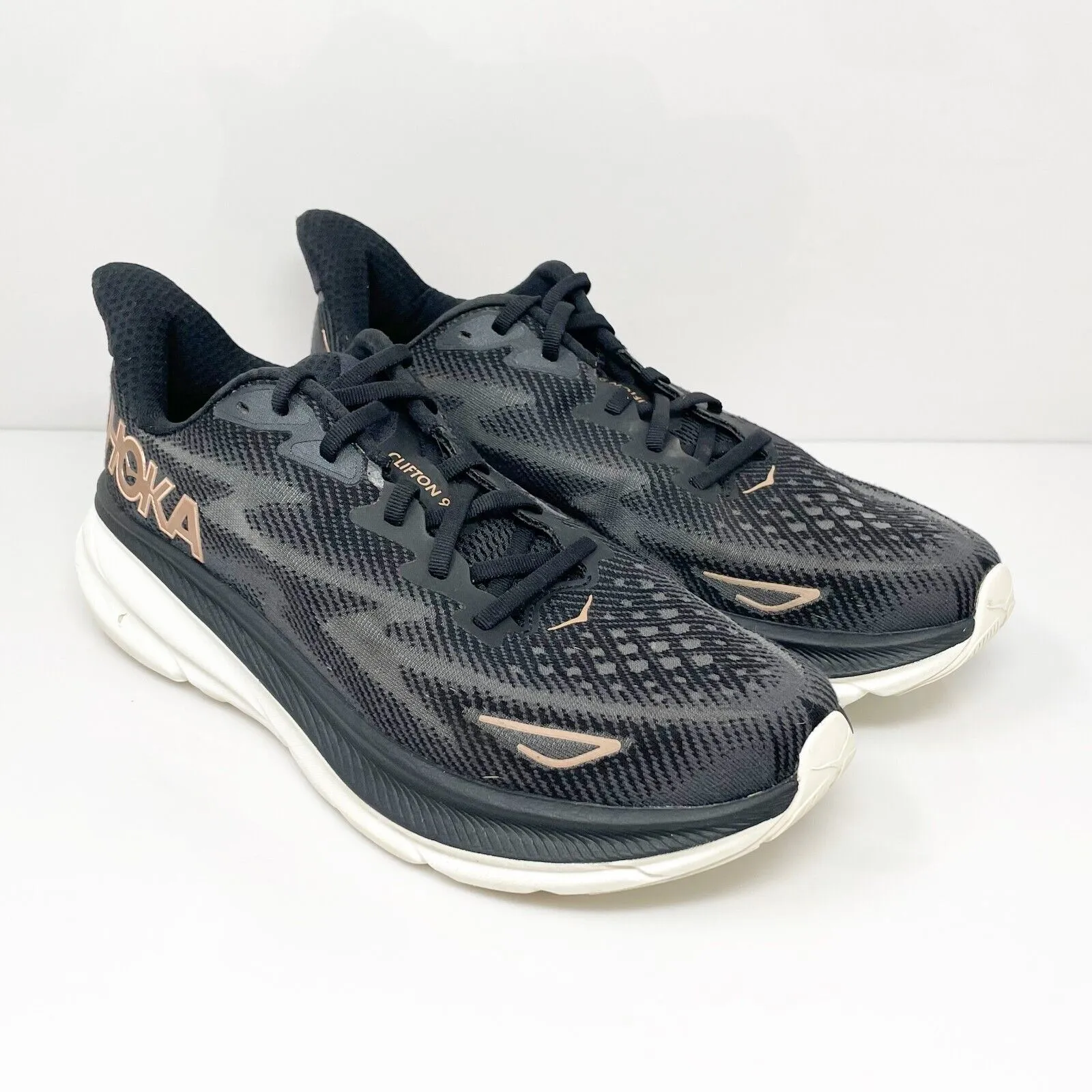 Hoka One One Womens Clifton 9 1127896 BRGL Black Running Shoes Sneakers Size 11B