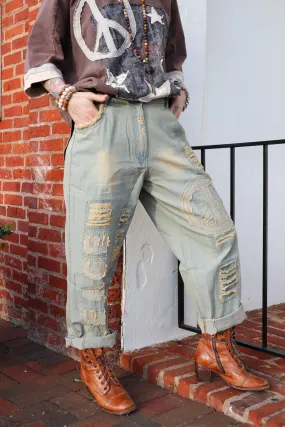 In Peace Applique Lightwash Denim Pant