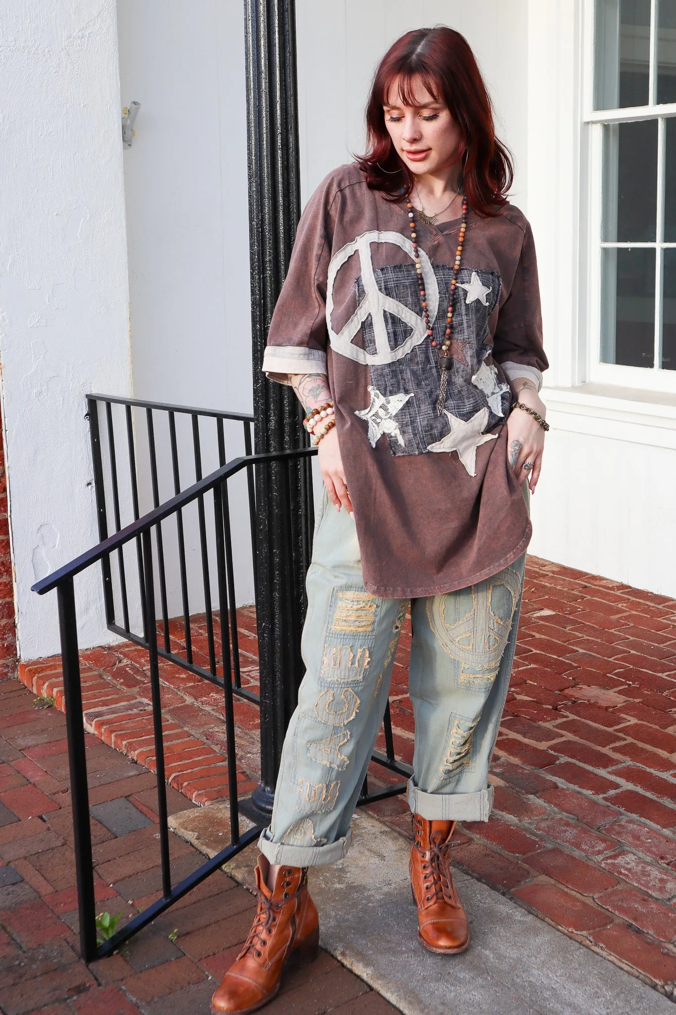 In Peace Applique Lightwash Denim Pant