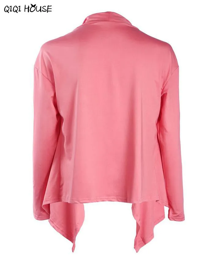 Irregular Autumn Women Coats Pink Solid Long Sleeve Loose Blouse Casual Basic Outwear Camperas De Mujer#C905 SM6