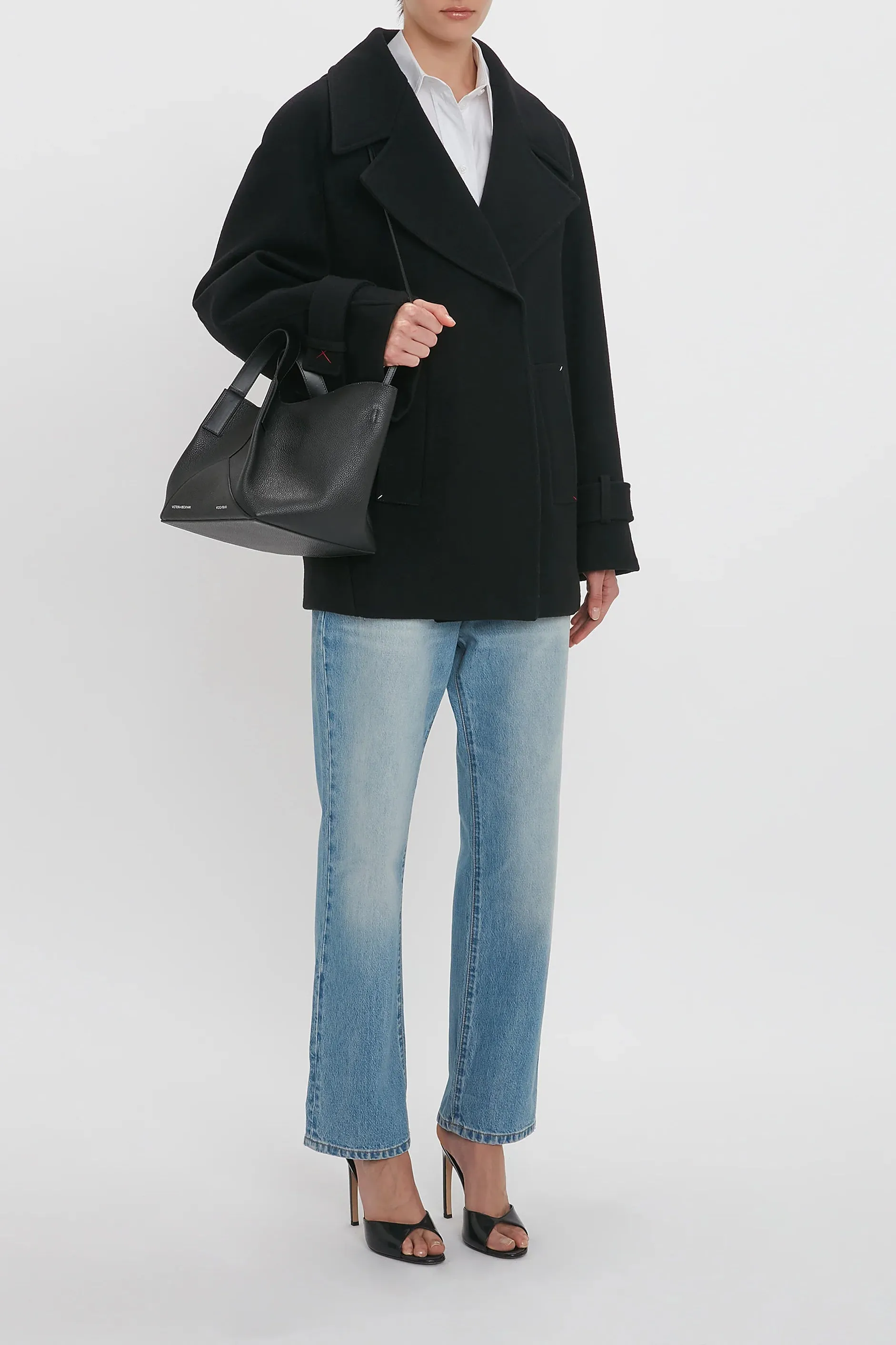 Jacke Oversized Pea Coat in Schwarz