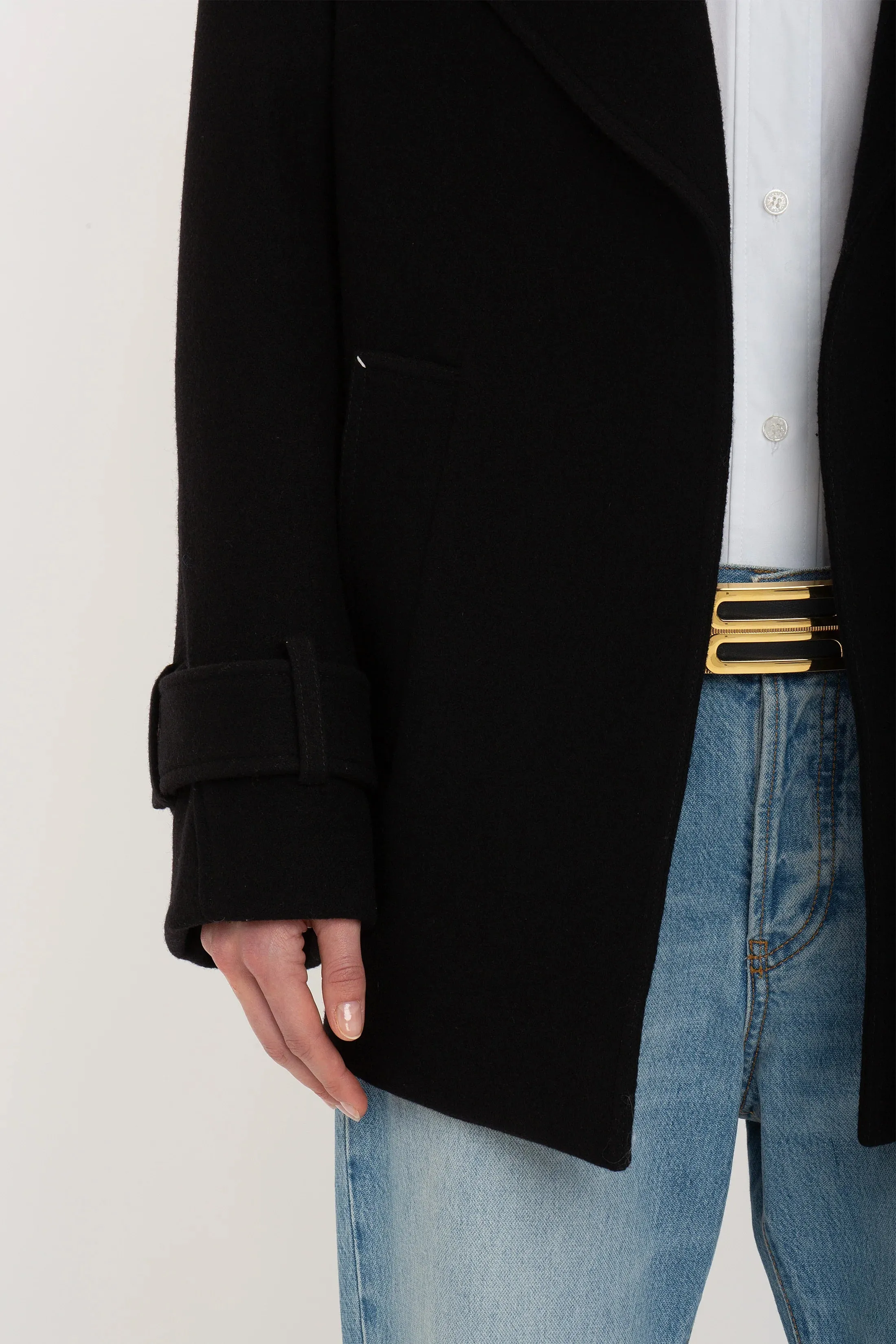 Jacke Oversized Pea Coat in Schwarz