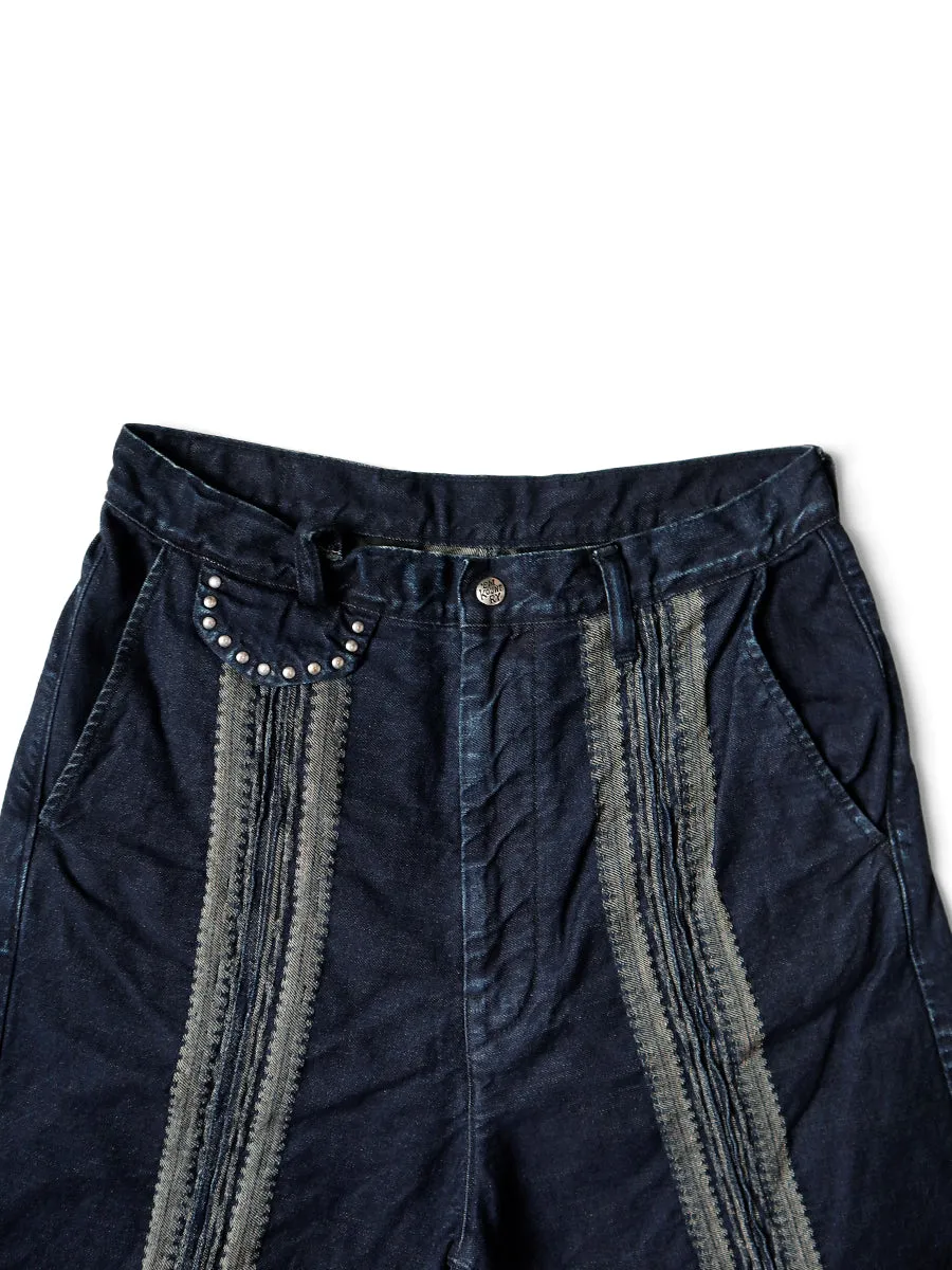 Kapital 12oz Yagasuri Jacquard Denim Shorts pants