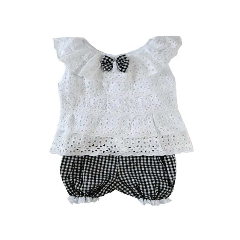 Kids Girls Clothing Sets Lace Children Girl Clothes Set T-Shirt  Lattice Shorts Pants Set Infant Garment  SM6