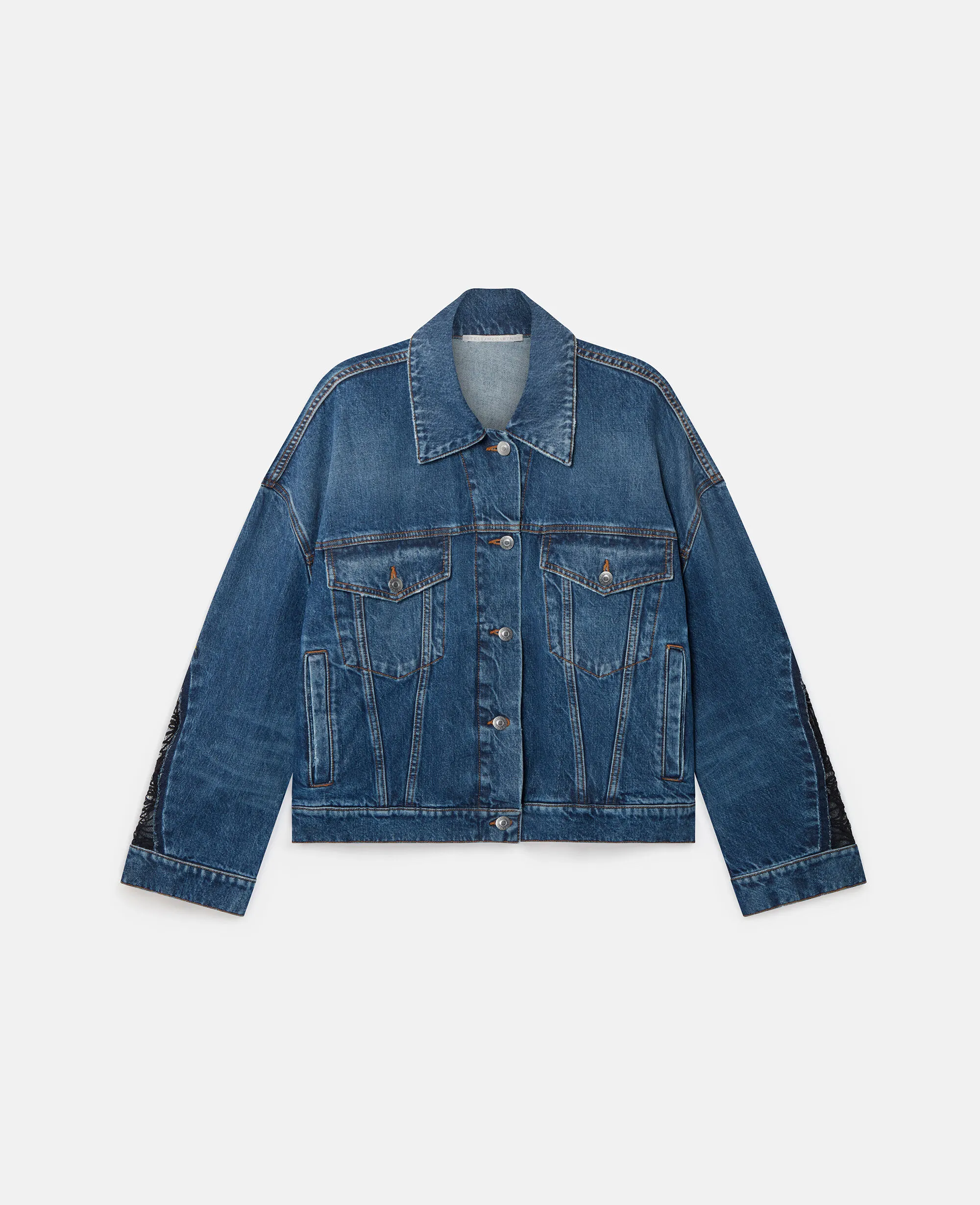 Lace-Insert Denim Jacket