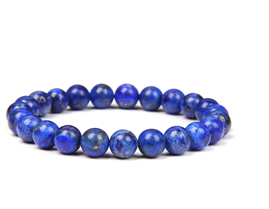 Lapis lazuli, blue stone, stretch cording, yoga, bracelet, jewelry.