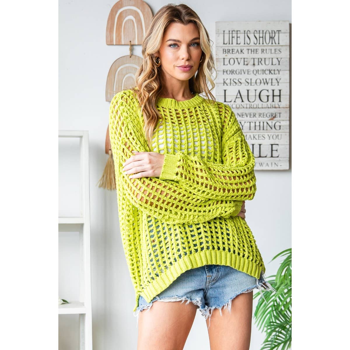 Loose Fit Crochet Sweater: