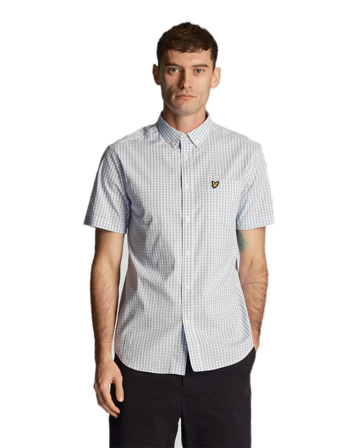 Lyle & Scott Mens Slim Fit Gingham Shirt Short Sleeve