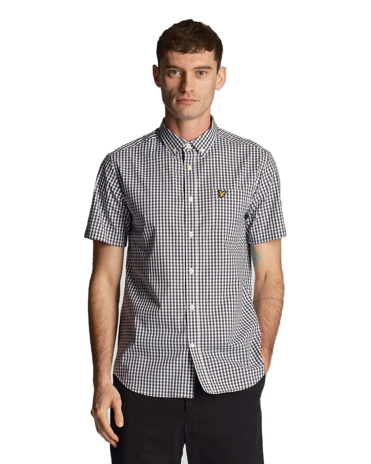 Lyle & Scott Mens Slim Fit Gingham Shirt Short Sleeve