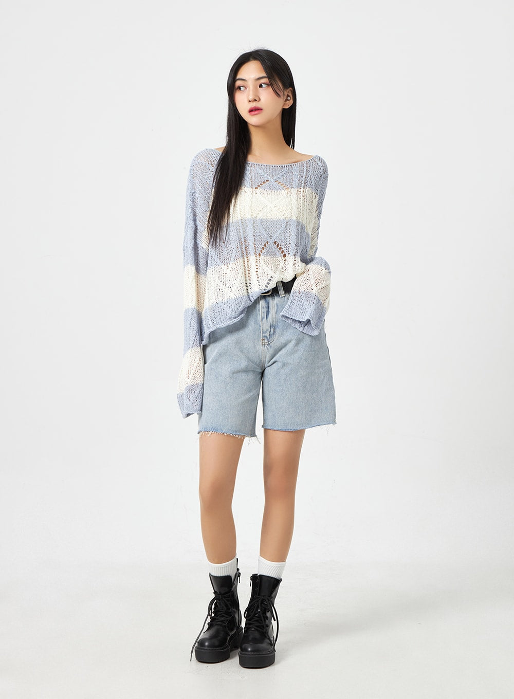 Mesh Stripe Sweater BA310