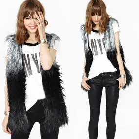 NewWomen Faux Fur Sleeveless Shaggy Vest Coat Long Hair Jacket Waistcoat Outerwear SM6