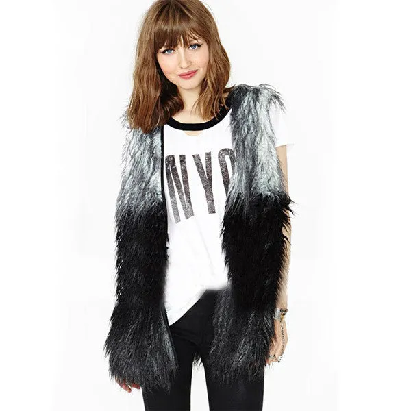 NewWomen Faux Fur Sleeveless Shaggy Vest Coat Long Hair Jacket Waistcoat Outerwear SM6