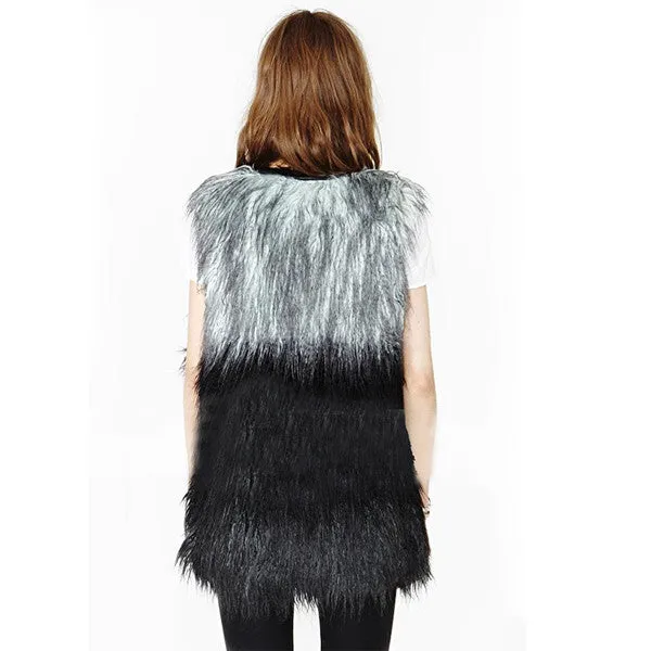 NewWomen Faux Fur Sleeveless Shaggy Vest Coat Long Hair Jacket Waistcoat Outerwear SM6