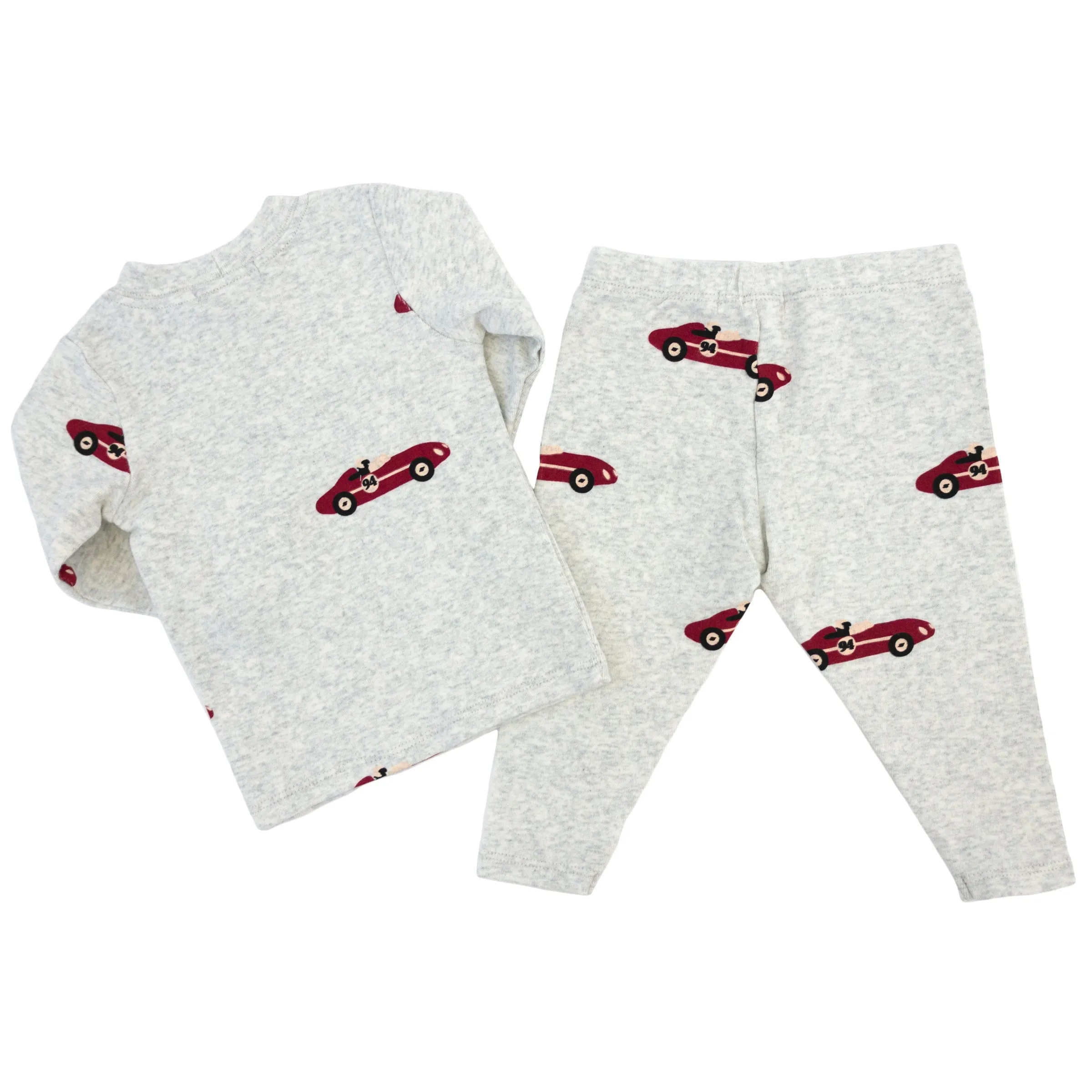 oh baby! Two Piece Set - Racecar Print - Heather Gray