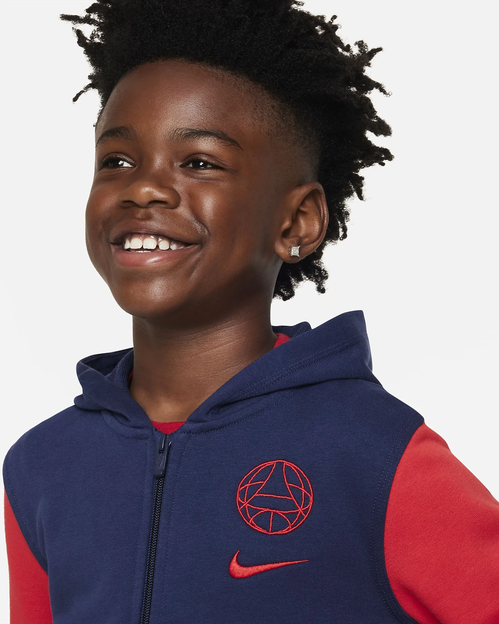 Paris Saint-Germain Club Big Kids' Full-Zip French Terry Hoodie