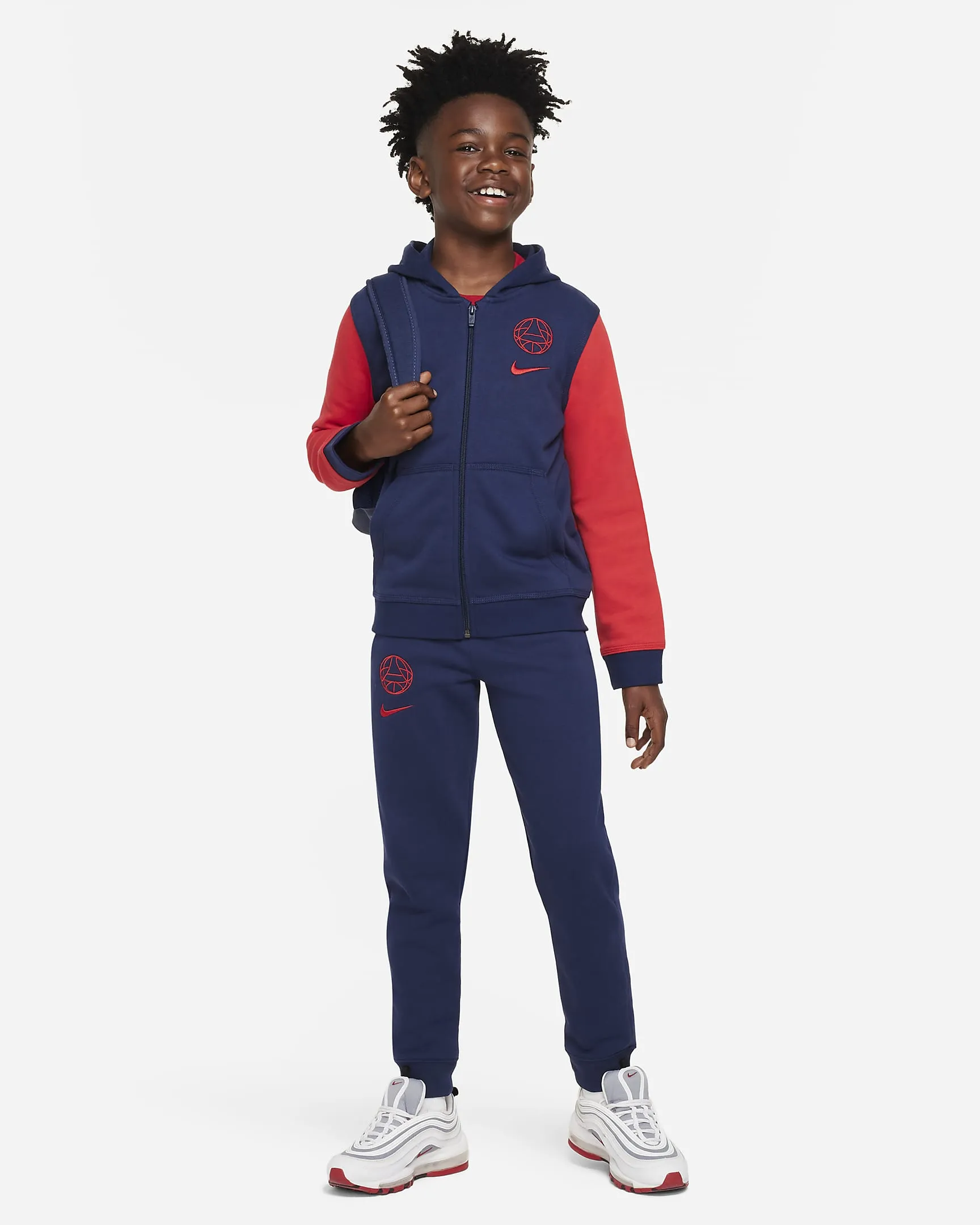 Paris Saint-Germain Club Big Kids' Full-Zip French Terry Hoodie