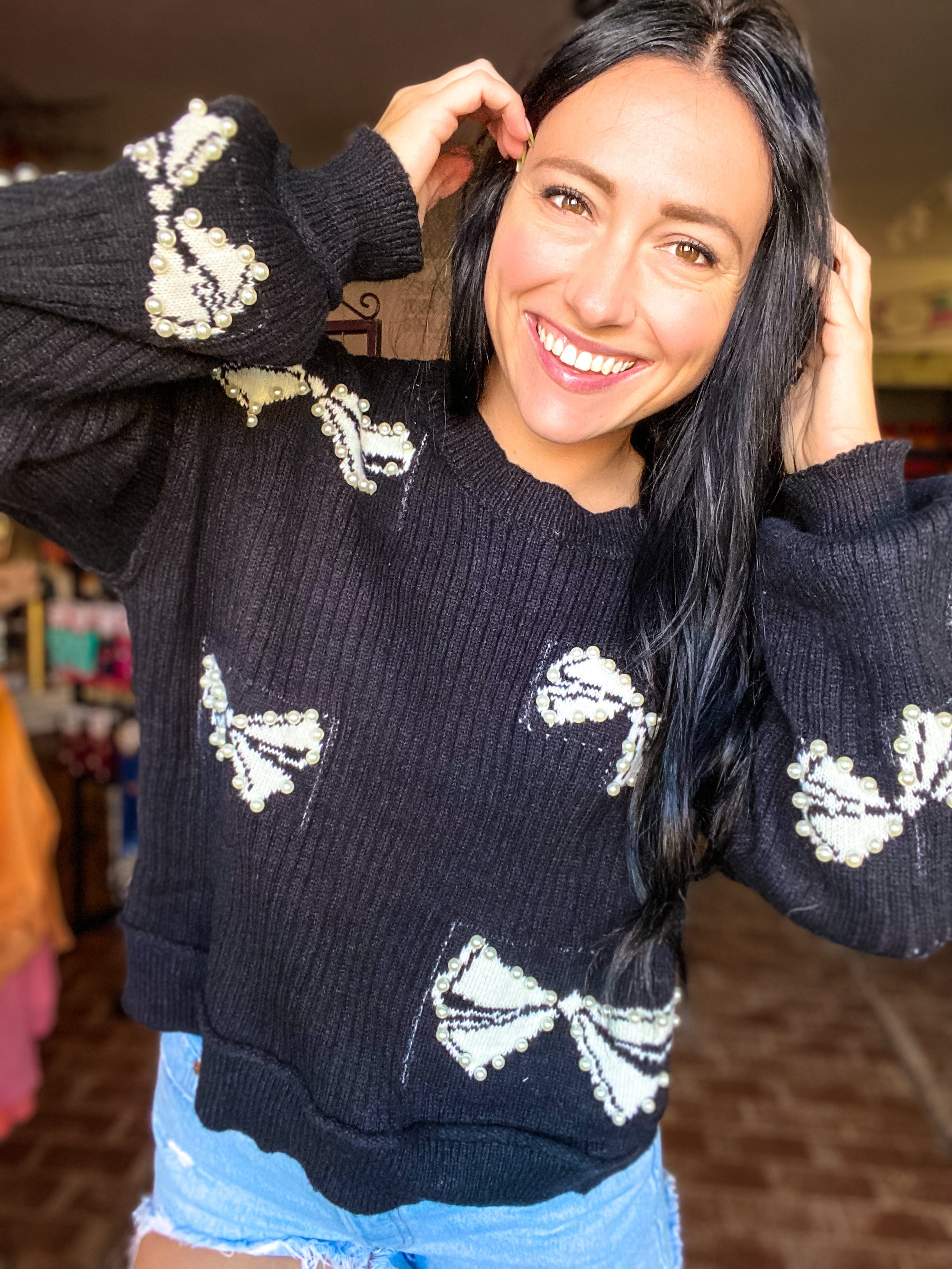 Pearls and Bows Sweater