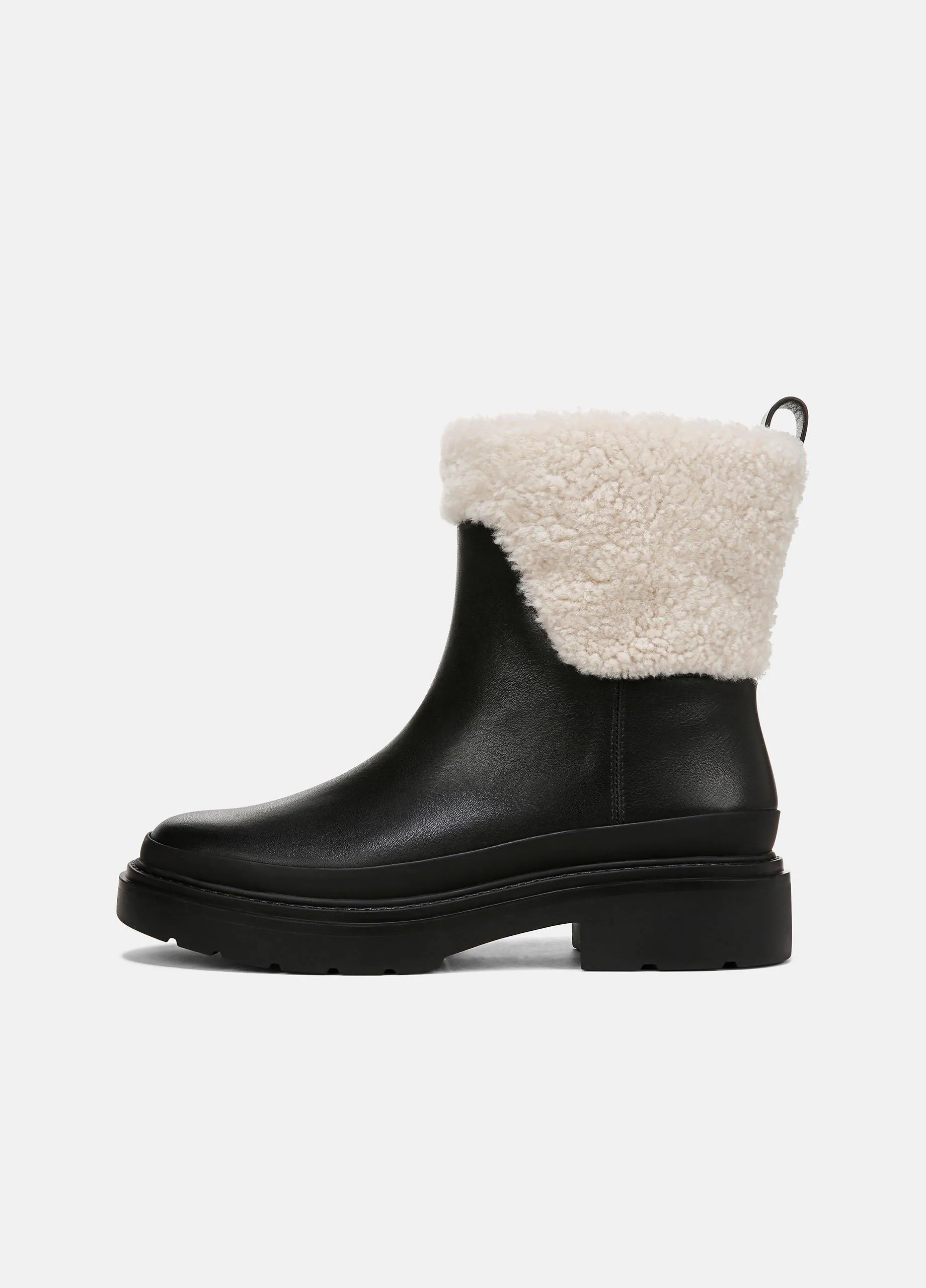 Percie Leather & Shearling Lug-Sole Boot