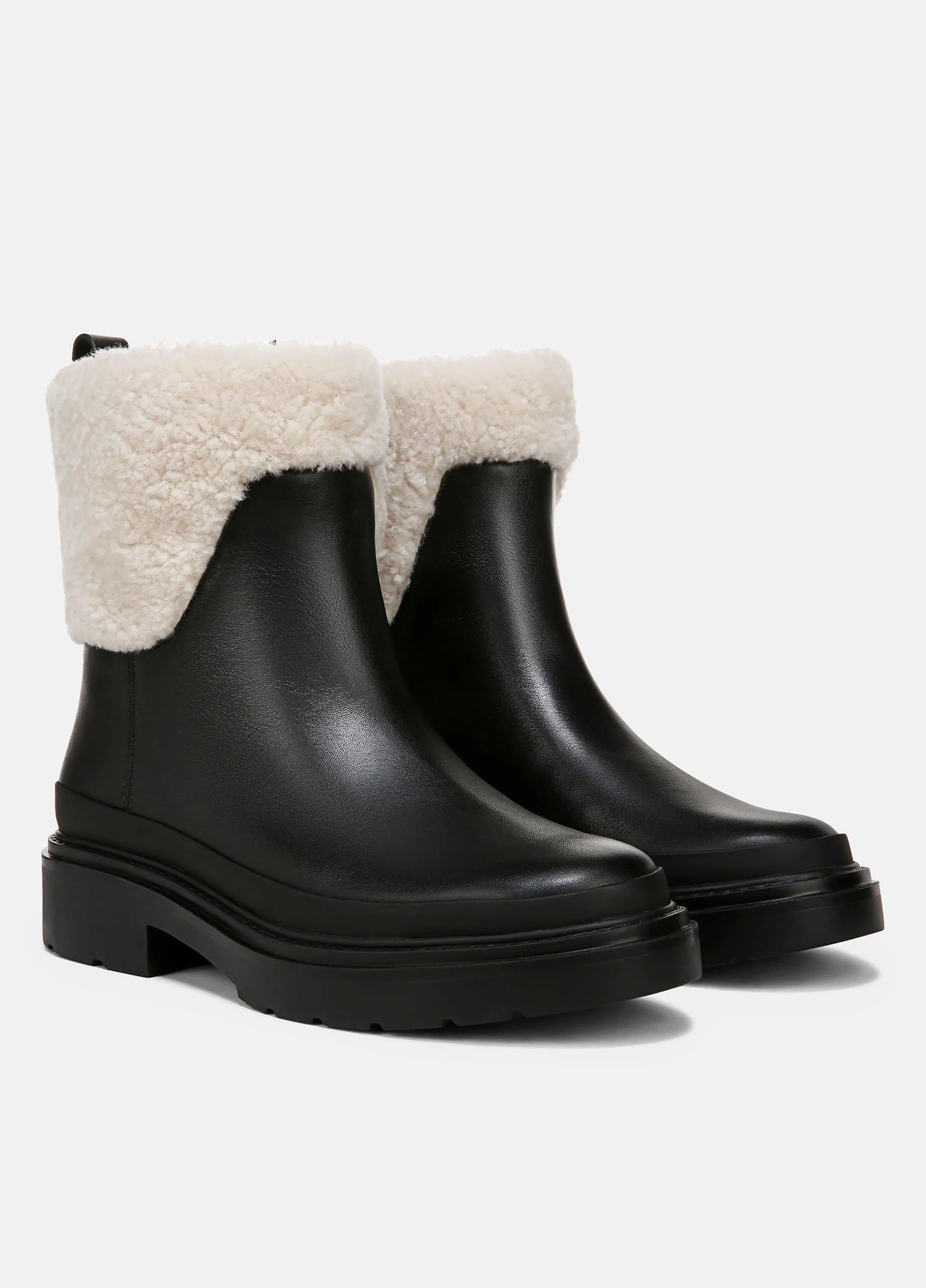 Percie Leather & Shearling Lug-Sole Boot