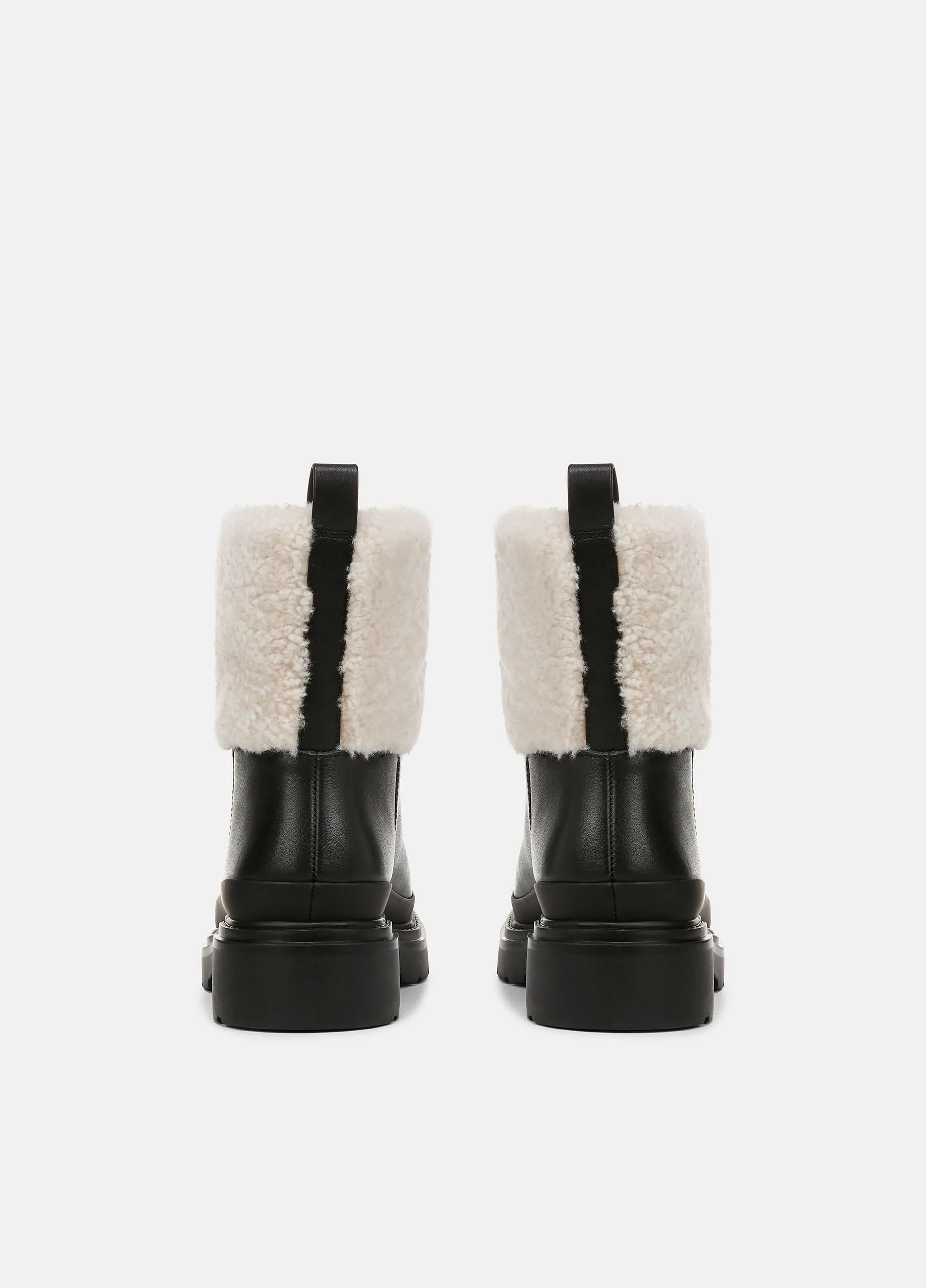 Percie Leather & Shearling Lug-Sole Boot