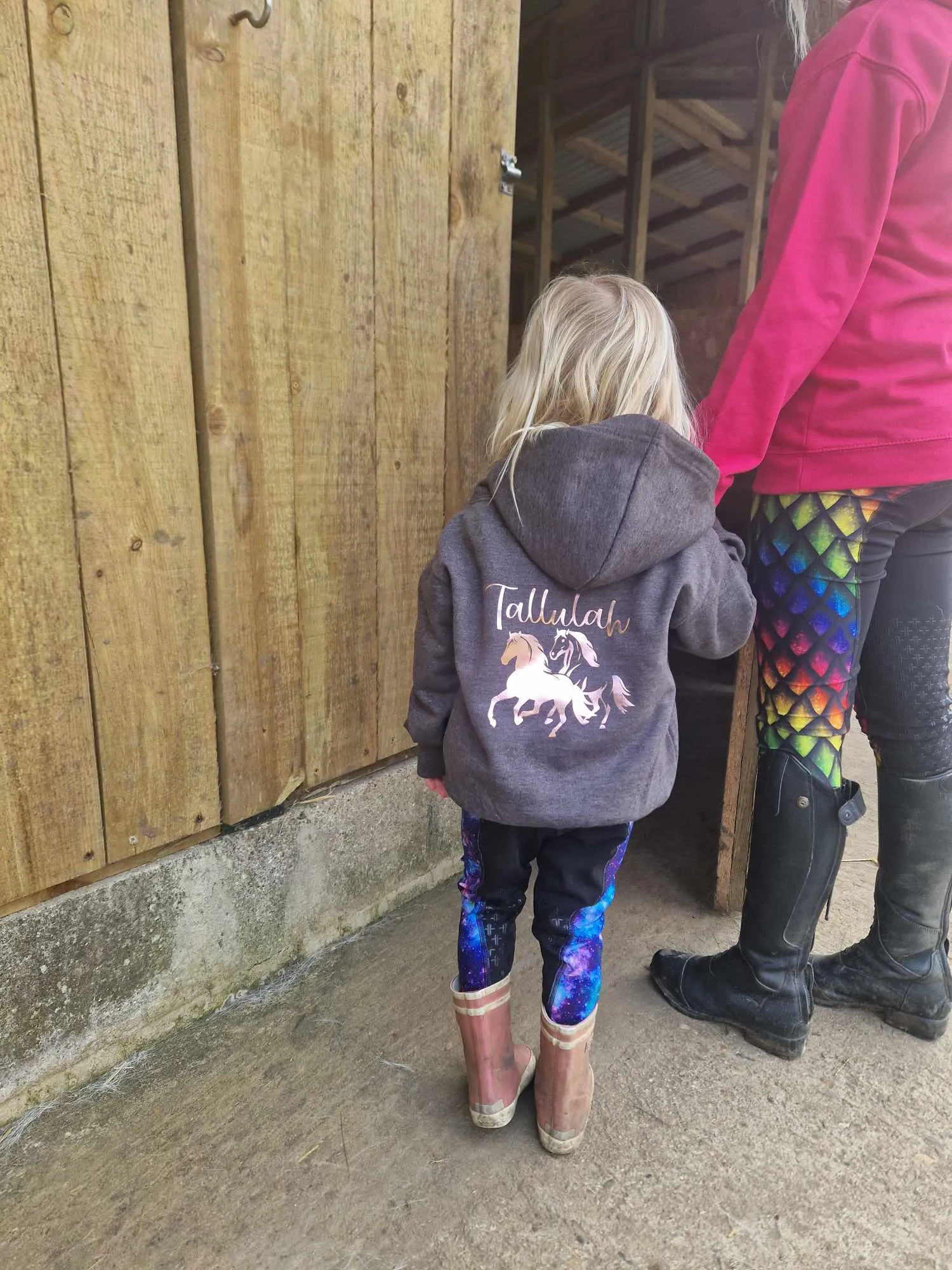 Personalised Equestrian Hoodie Kids - Galloping Horses Design