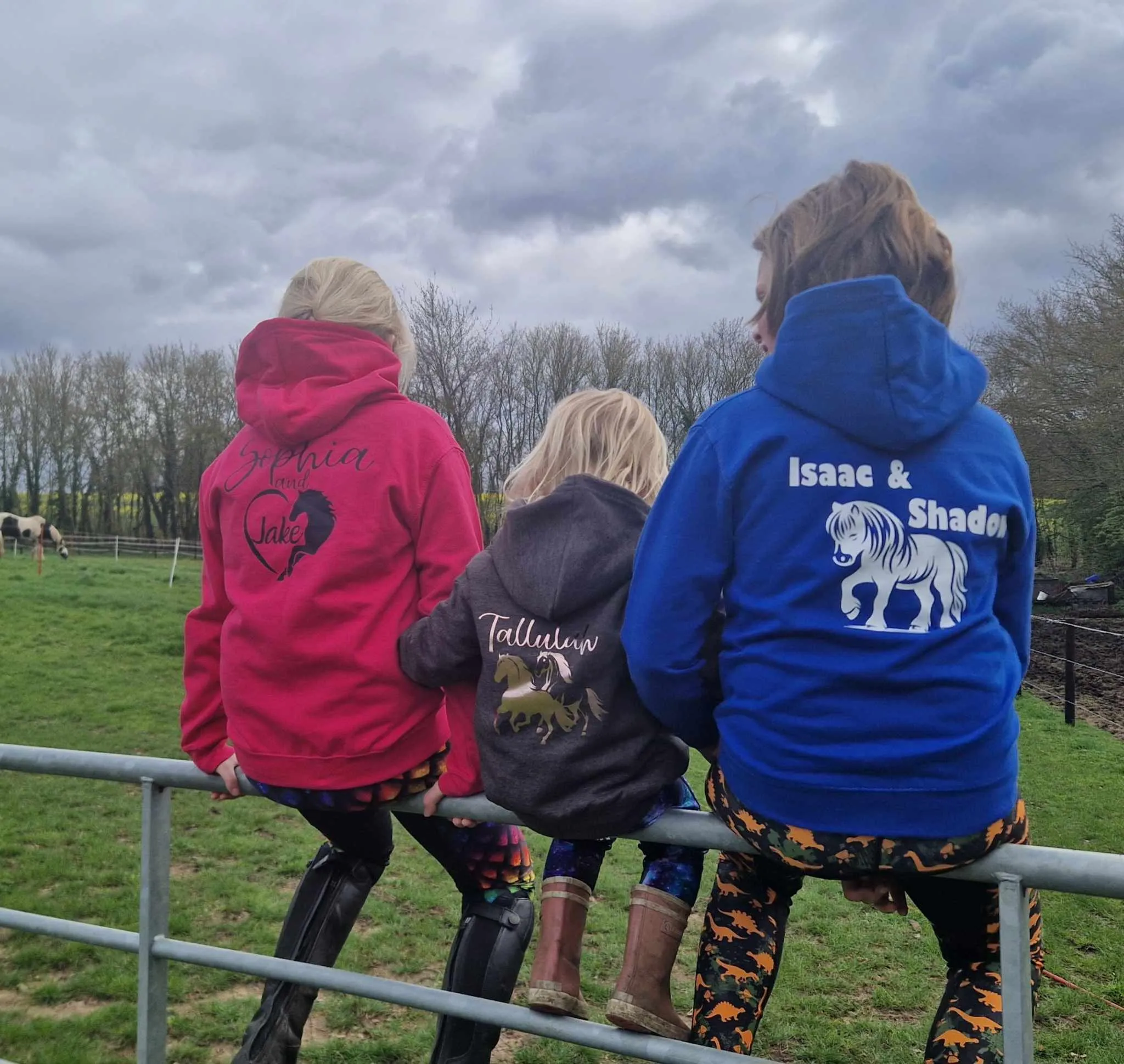 Personalised Equestrian Hoodie Kids - Galloping Horses Design