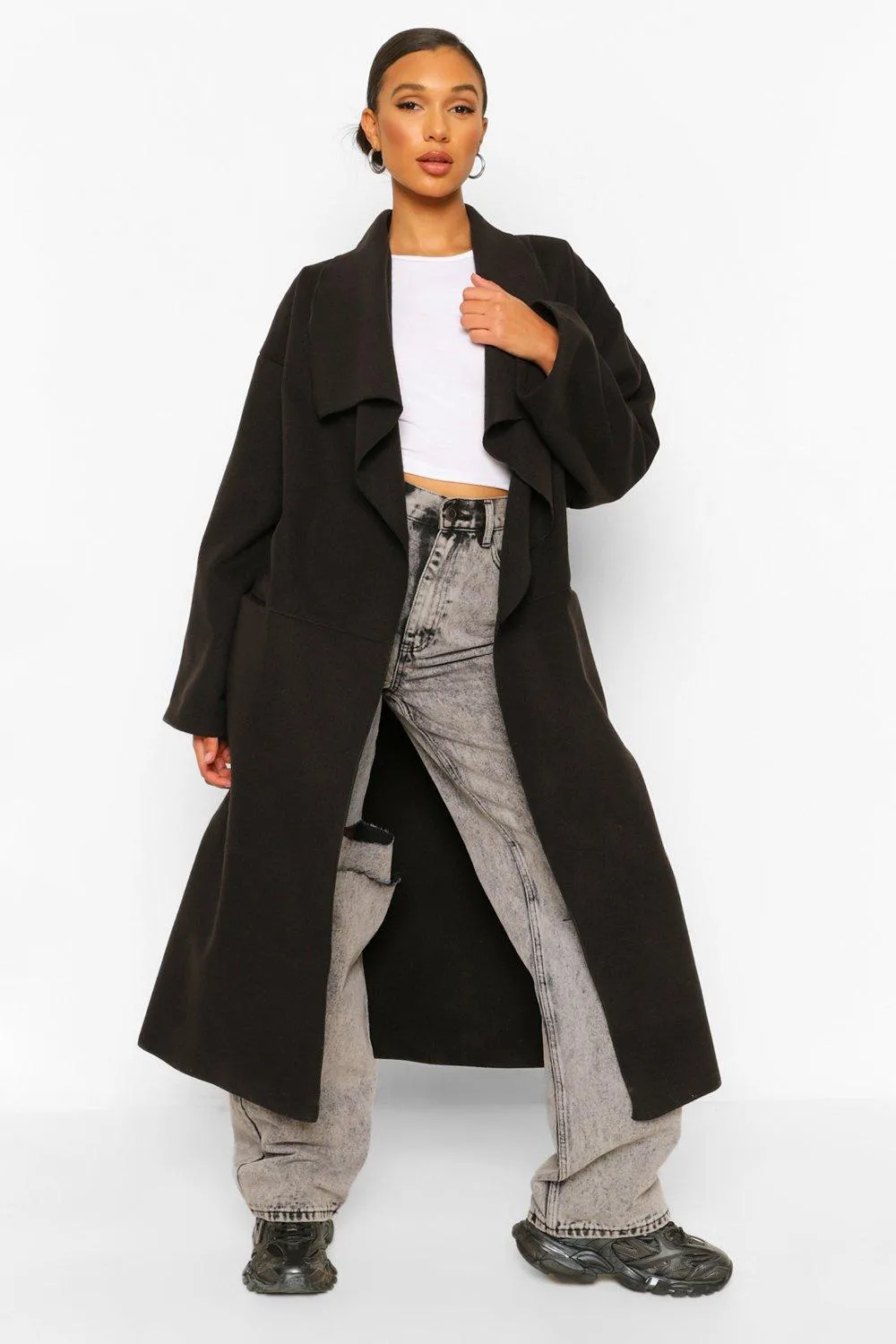 Petite Waterfall Maxi Wool Look Coat