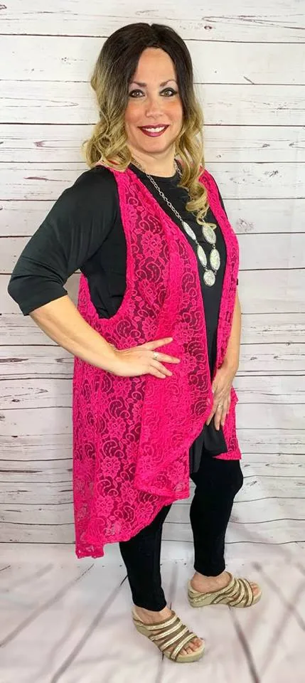 Pink Lace Vest