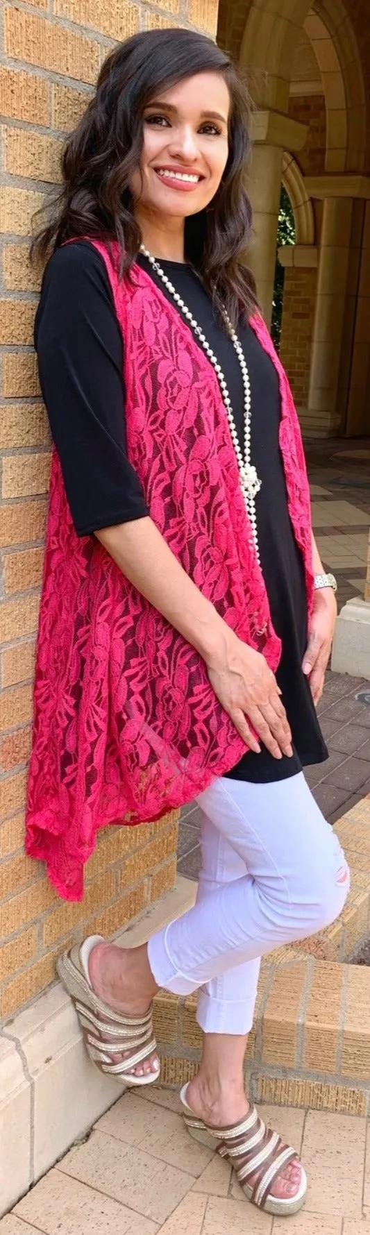 Pink Lace Vest