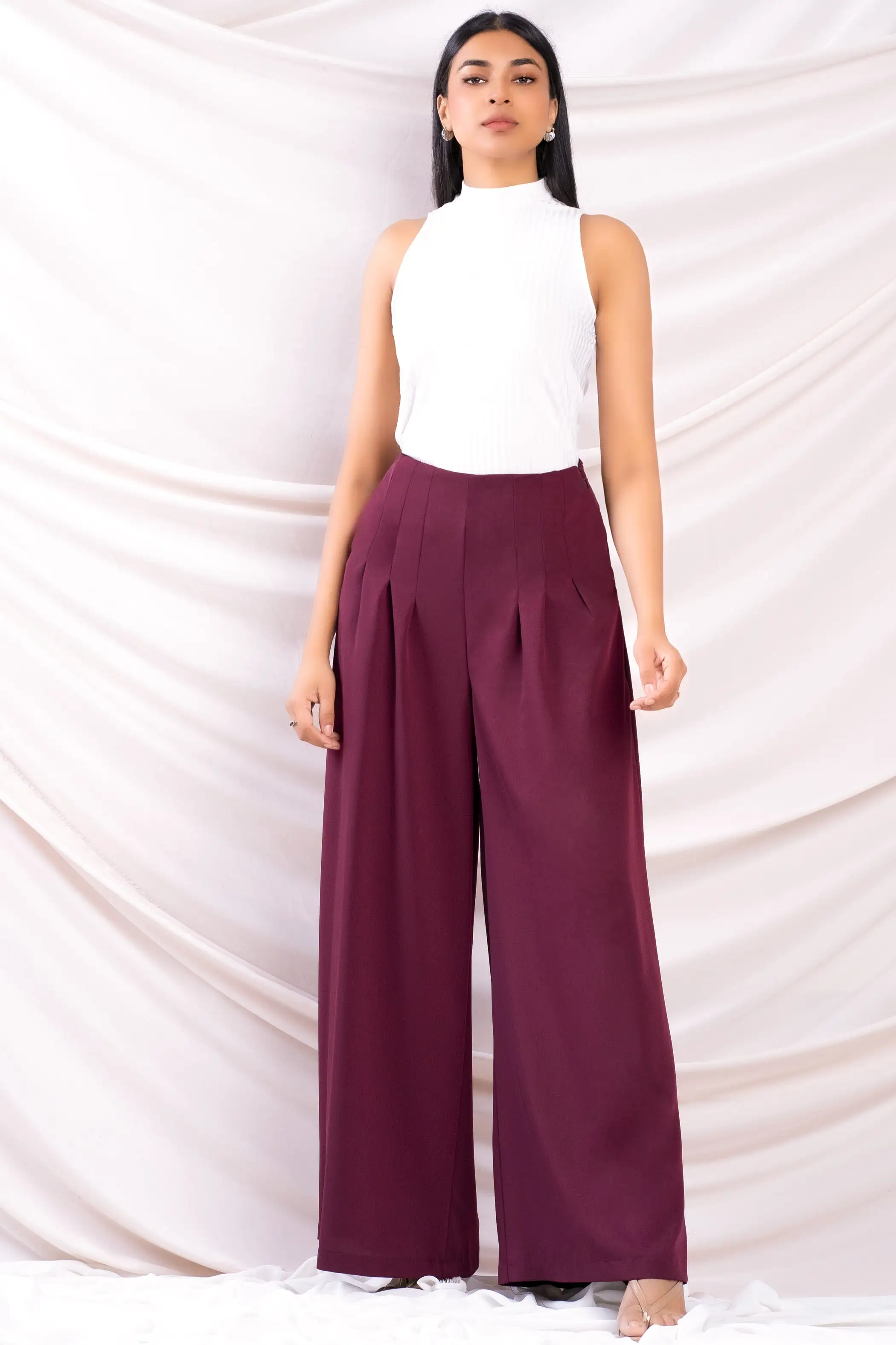 Pleated Wide Leg Pant