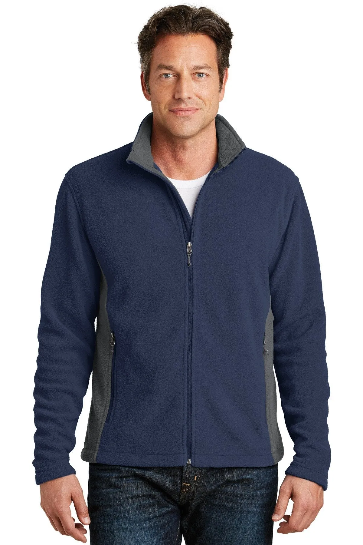 Port Authority Colorblock Value Fleece Jacket F216 True Navy/ Battleship Grey