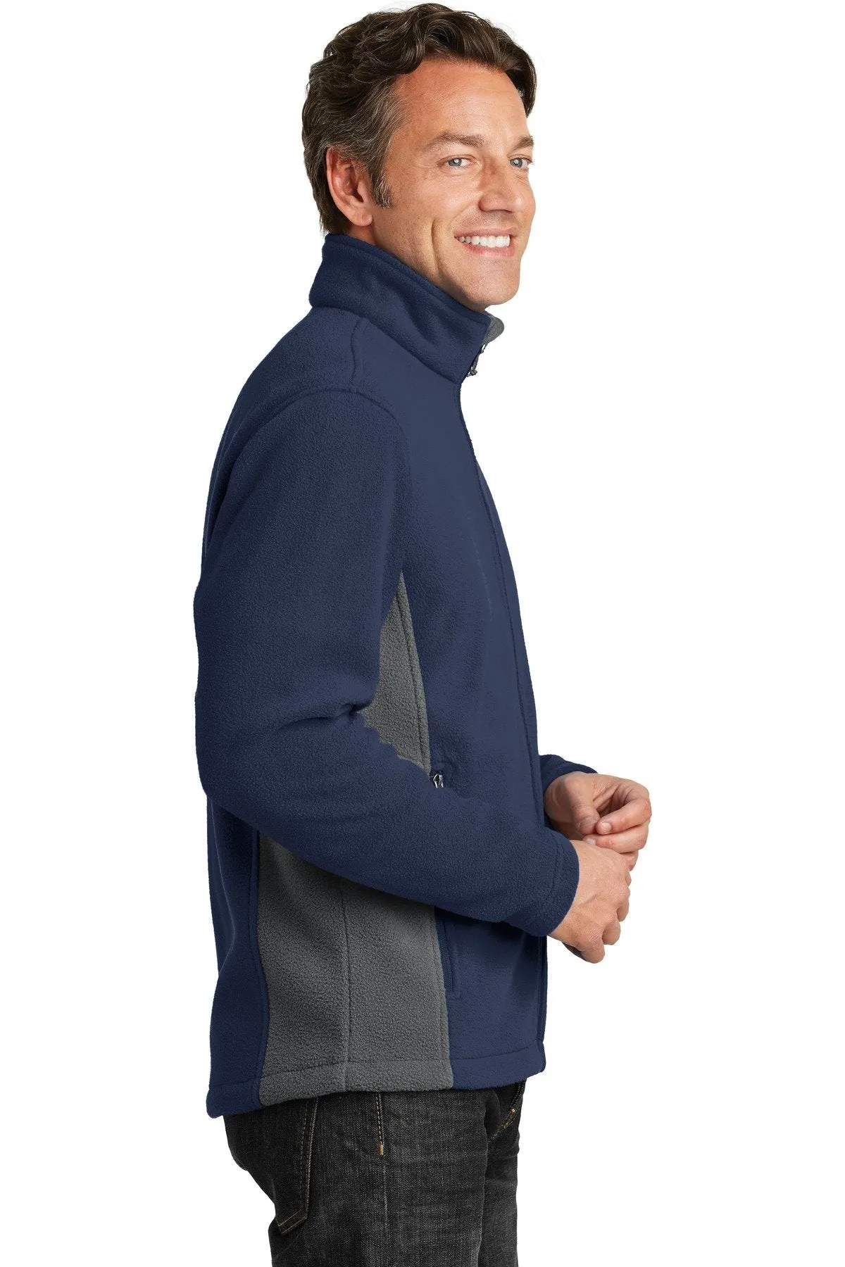 Port Authority Colorblock Value Fleece Jacket F216 True Navy/ Battleship Grey