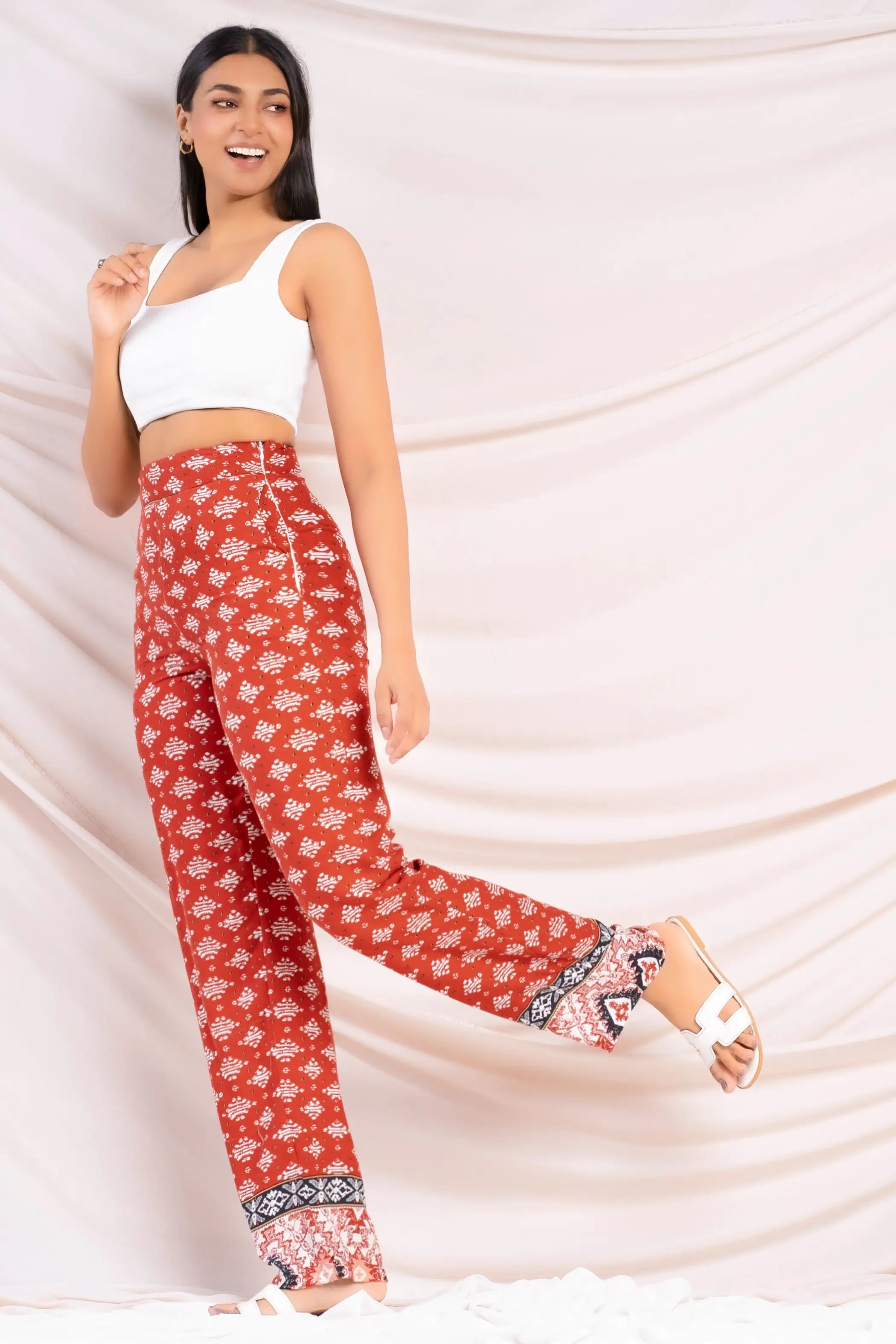 Printed Wide Leg Pants