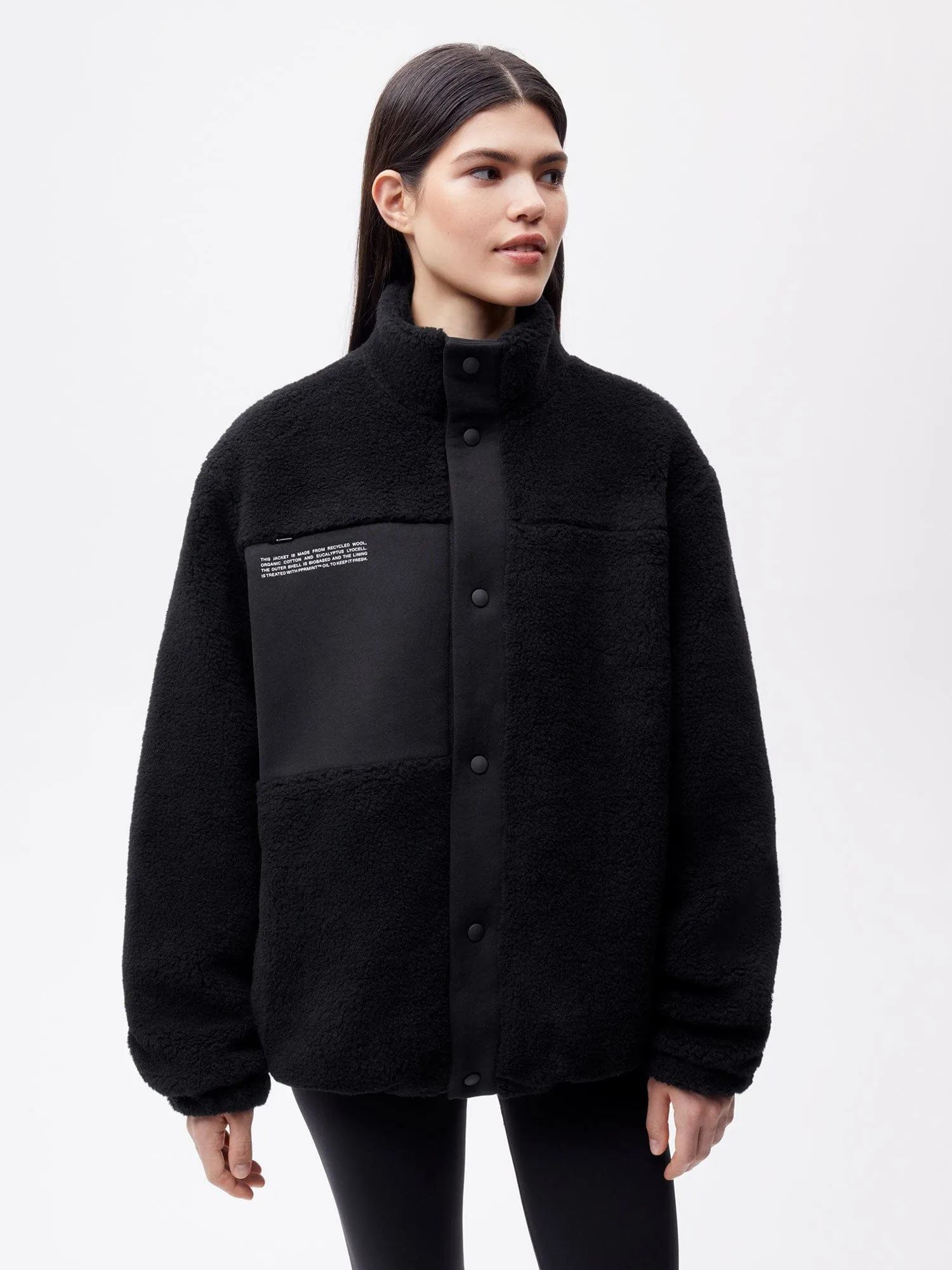 Recycled Wool Fleece Jacket—black