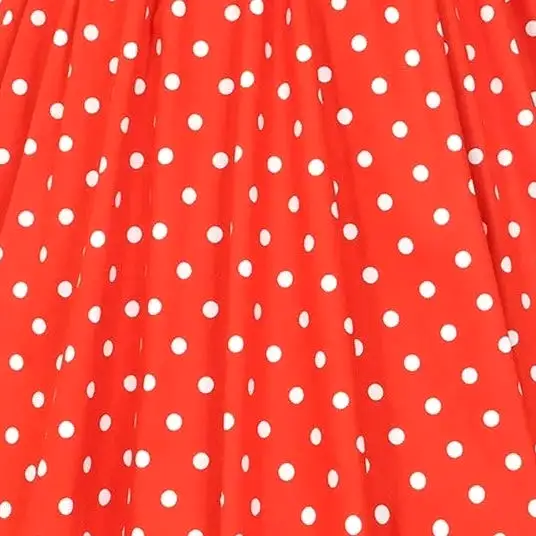 Red & White Polka Dot Audrey Hepburn Style 50s Swing Dress