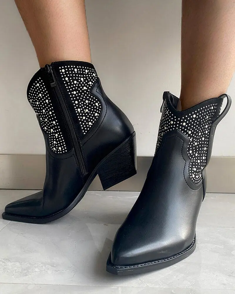 Rhinestone Ankle Boots