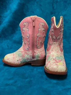 Roper 09-017-1901-2929 Toddlers Glitter Floral Boot Pink