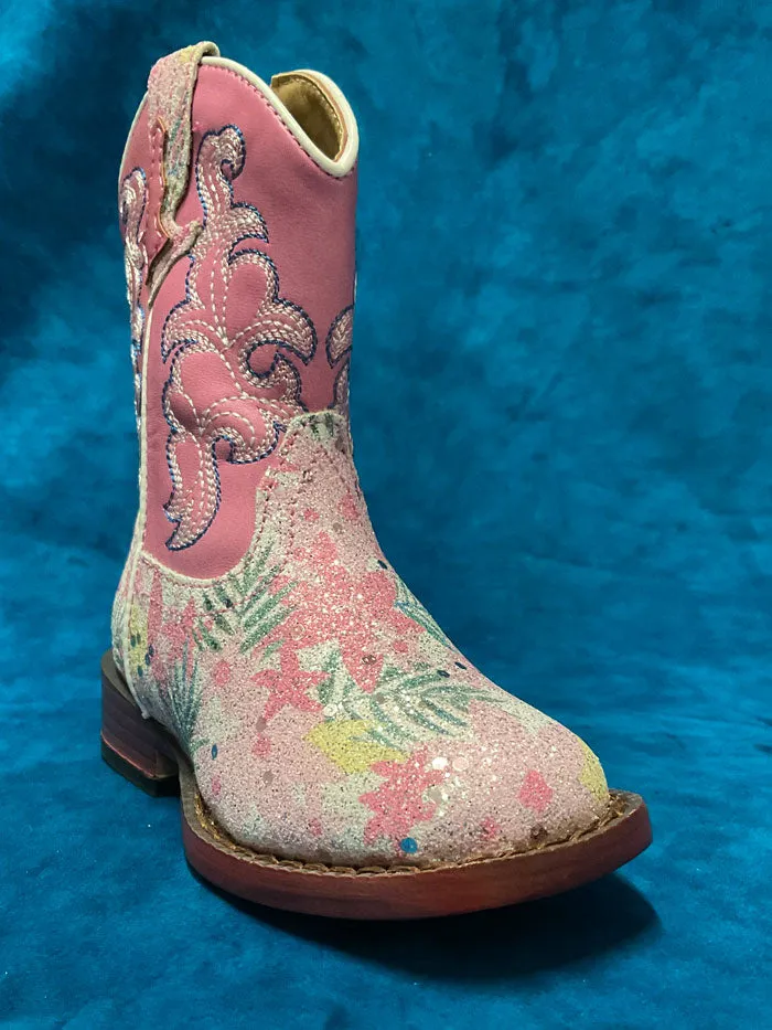 Roper 09-017-1901-2929 Toddlers Glitter Floral Boot Pink