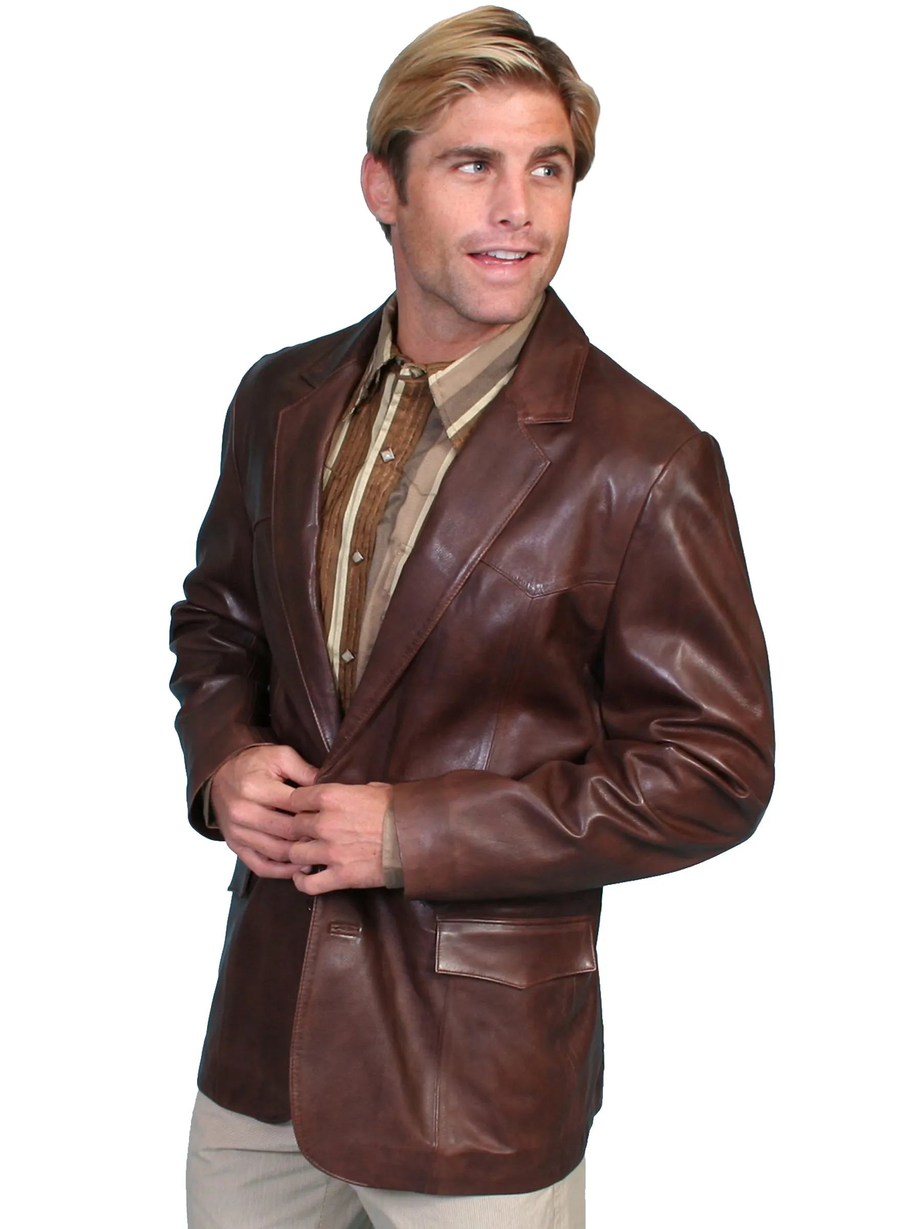 Scully Leather Mens Western Lambskin Blazer Chocolate 40