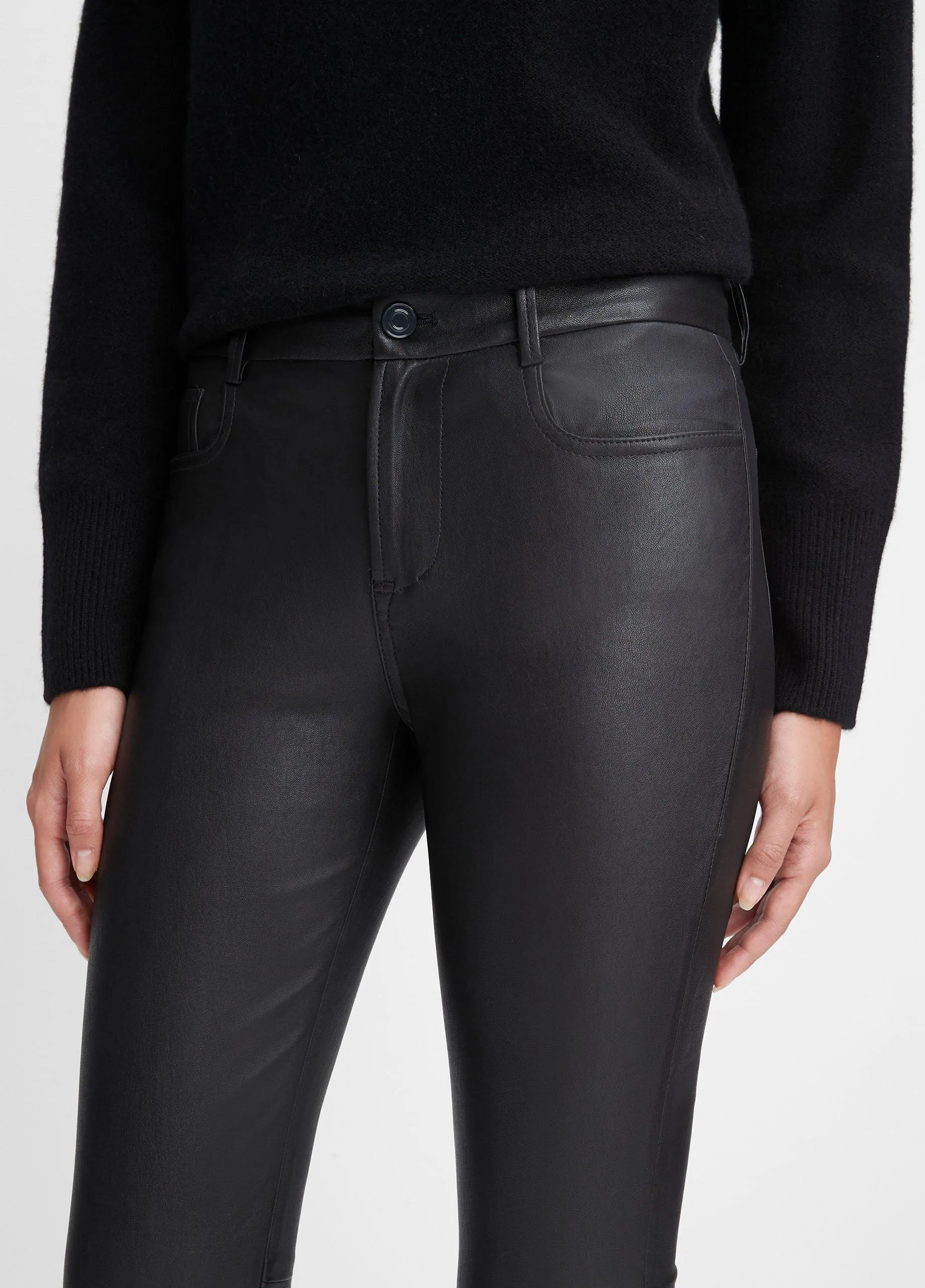 Stretch Leather Boot-Cut Pant