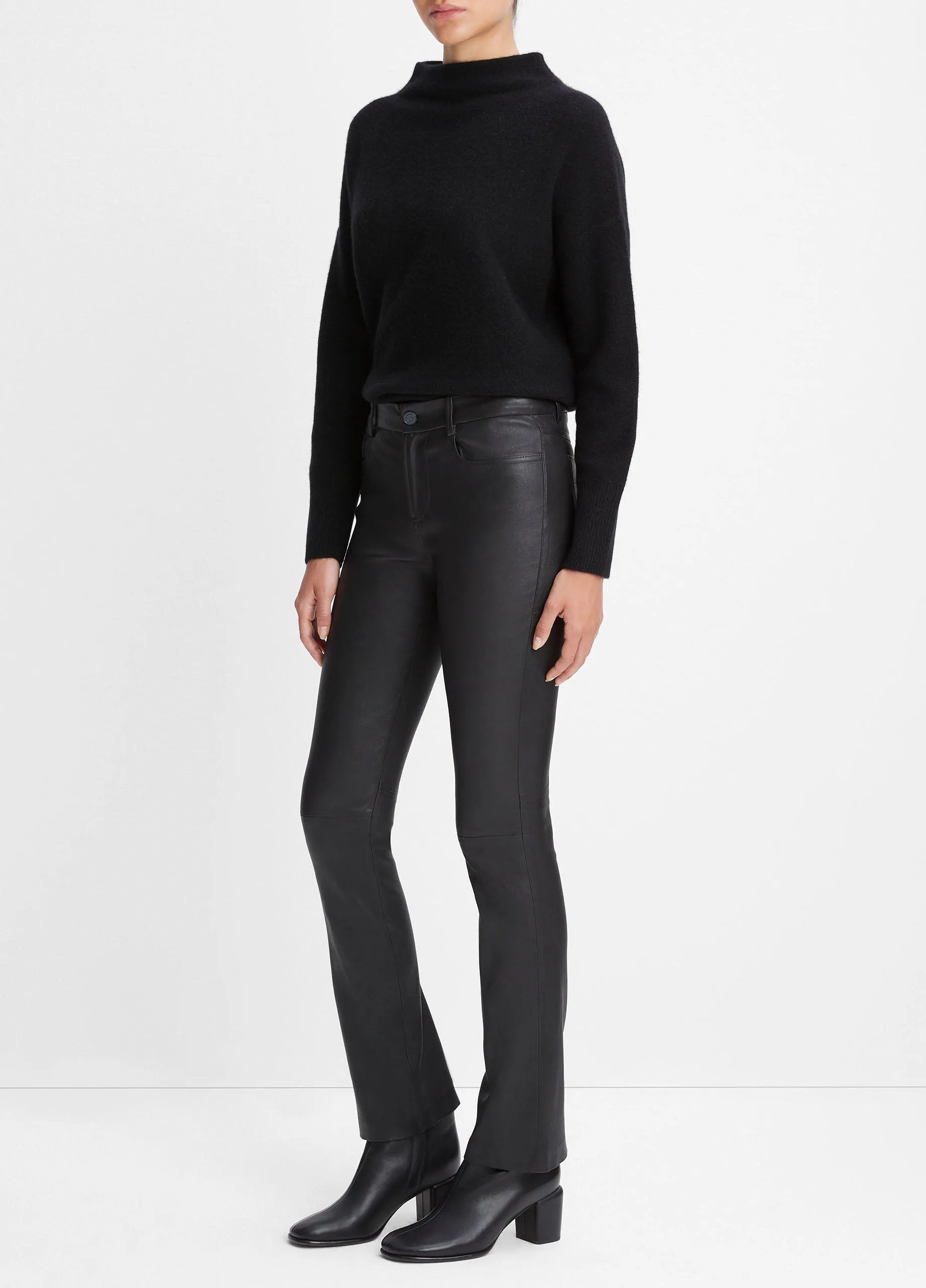 Stretch Leather Boot-Cut Pant