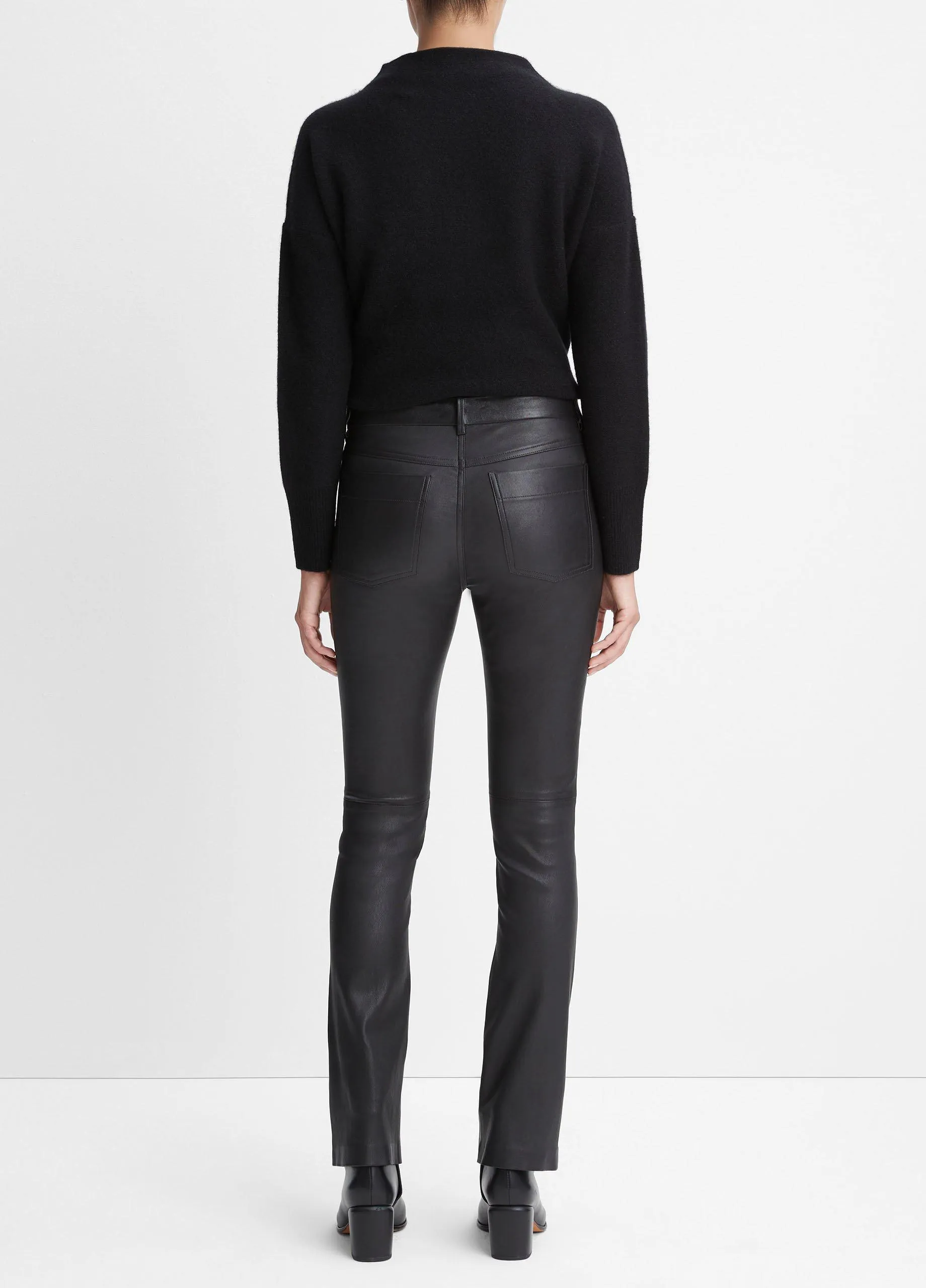 Stretch Leather Boot-Cut Pant