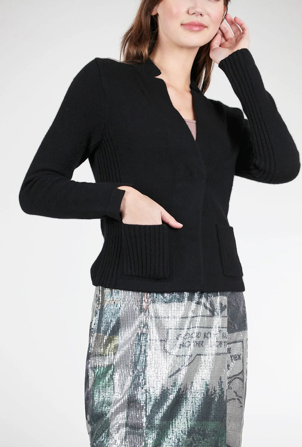 Stretchy Cashmere Jacket, Black